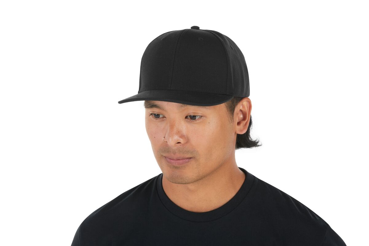 recycled-poly-classic-6-panel-hat-f6 WebPDP-HAT001002_Recycled_Poly_Classic_6Panel_Hat_Black_Studio_Harper_Studios_0723_Side_2__HAT001002OS.jpg