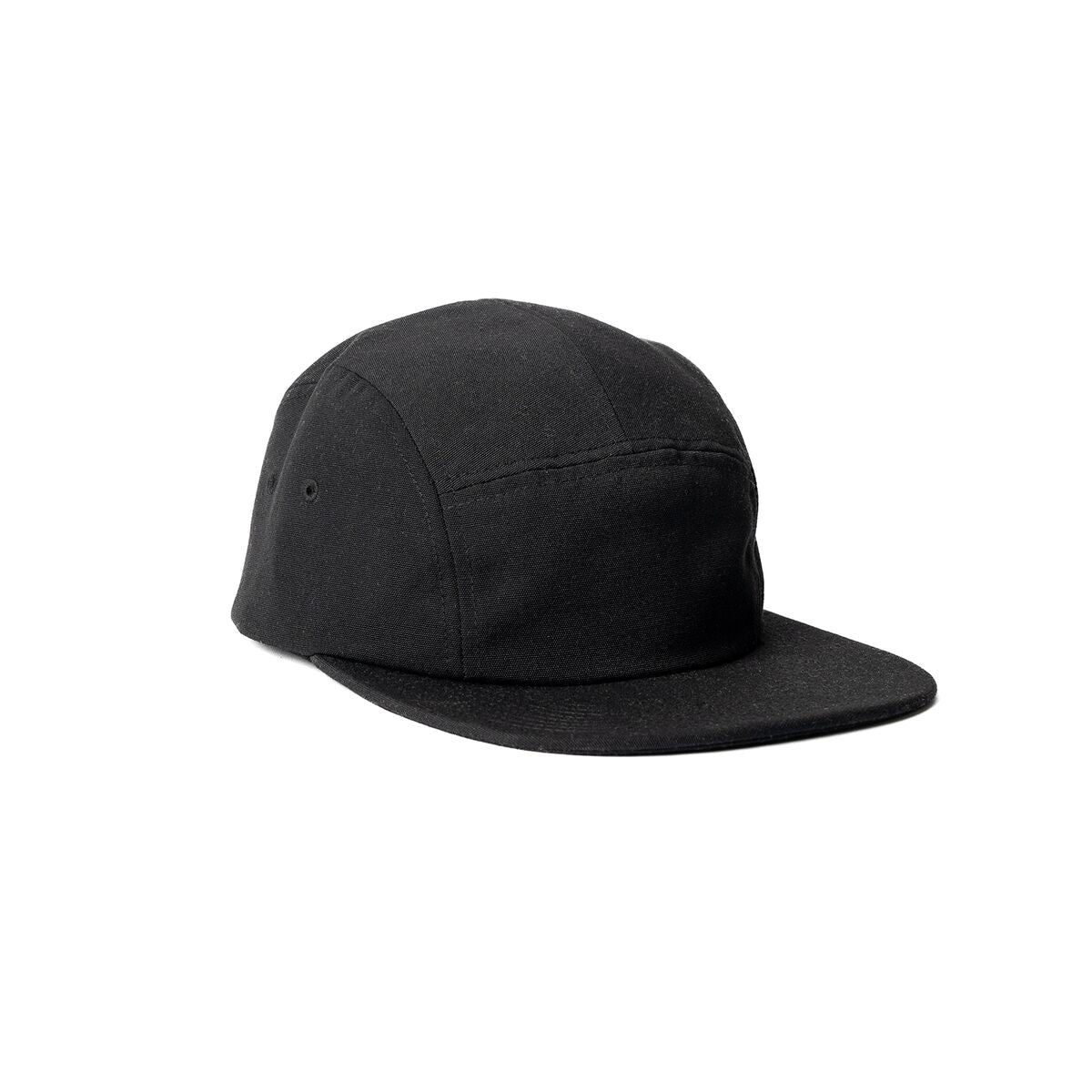 recycled-poly-flat-brim-5-panel-hat-m1 Web_PDP-FlatBrim5PanelHat_Studio_Front_Black.jpg
